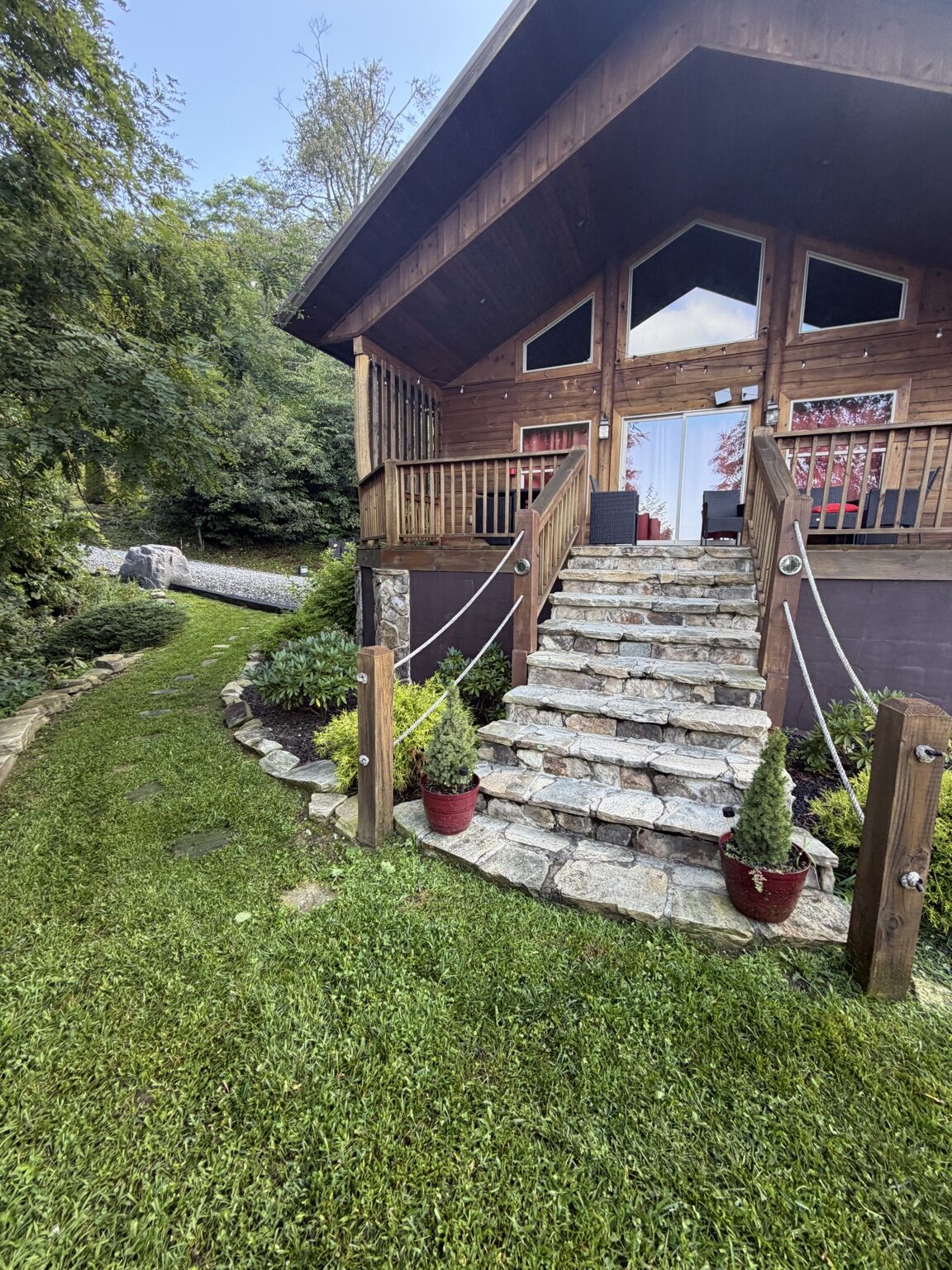 Mountain cabin lawn maintained by Lawn and Order Pro Care in Bryson City NC